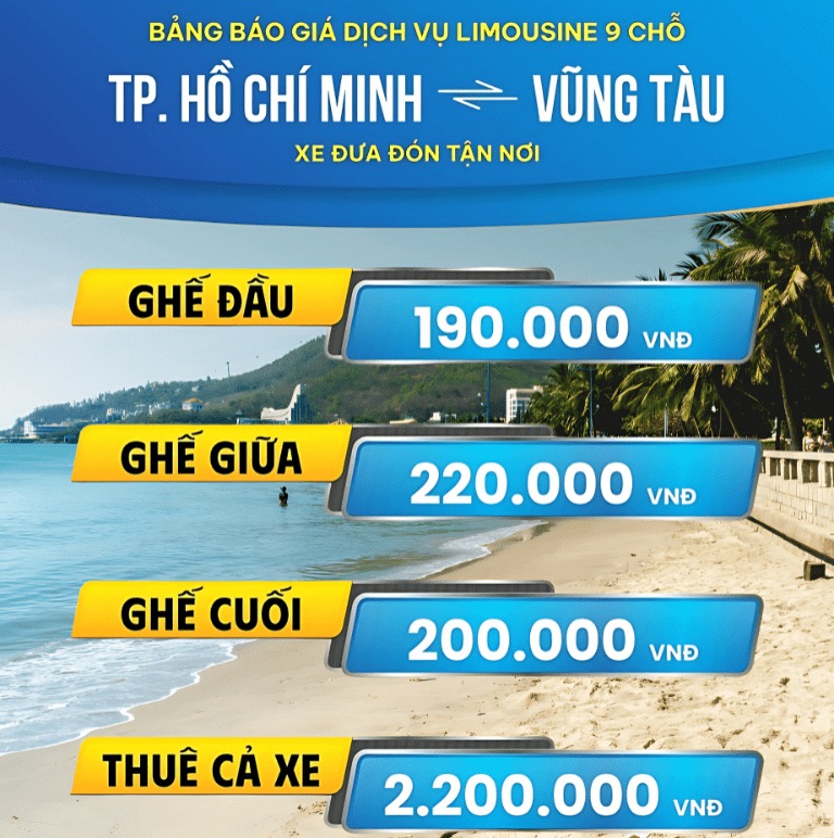 Limousine Sài Gòn ⇔ Vũng Tàu, Hồ Tràm	