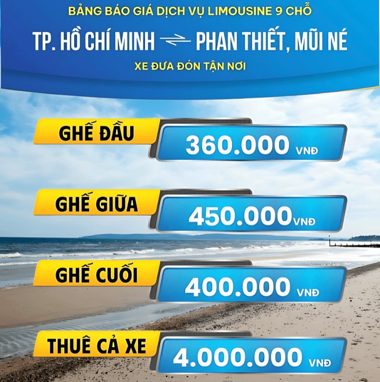 Limousine Sài Gòn ⇔ Phan Thiết, Mũi Né